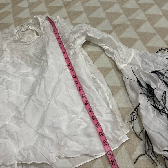 Tanya Taylor sheer bell feather sleeve top - Picture 2 of 3